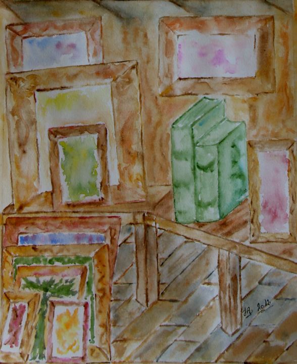 Painting titled "COIN d'ATELIER" by Jeannette Allary, Original Artwork, Watercolor