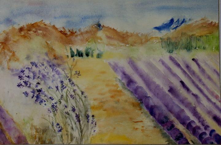 Painting titled "COULEURS PROVENCE" by Jeannette Allary, Original Artwork, Watercolor