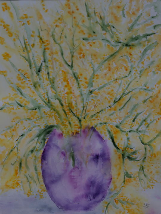 Painting titled "FOLLE FLORAISON" by Jeannette Allary, Original Artwork, Watercolor