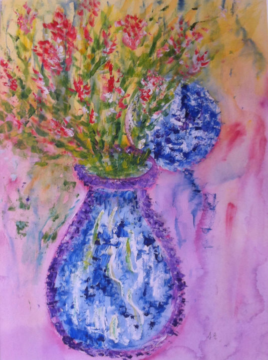 Peinture intitulée "LE VASE" par Jeannette Allary, Œuvre d'art originale, Aquarelle