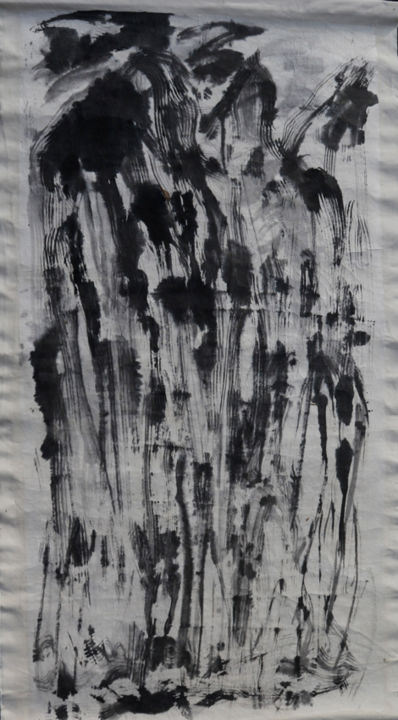 Painting titled "AMERTUME ( En versi…" by Jeannette Allary, Original Artwork, Ink Mounted on Other rigid panel