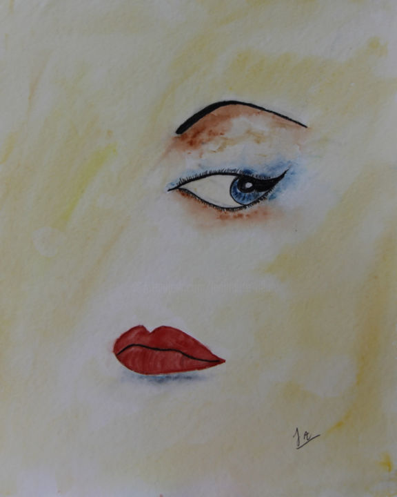 Painting titled "CLIN D'OEIL 8 Mars…" by Jeannette Allary, Original Artwork, Watercolor