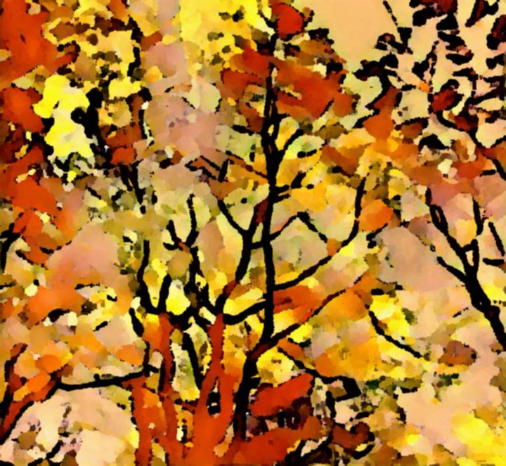 Artes digitais intitulada "LA FIN DE L'AUTOMNE" por Jeannette Allary, Obras de arte originais, Pintura digital