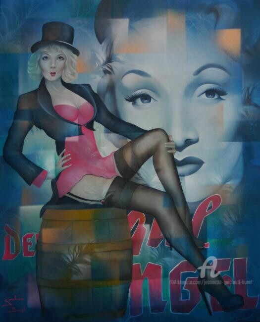 Schilderij getiteld "comme un ange" door Jeannette Guichard-Bunel, Origineel Kunstwerk, Olie