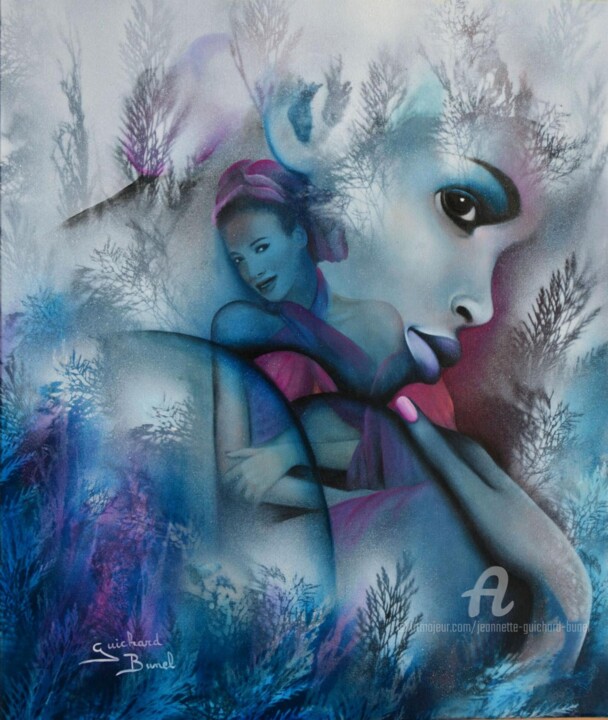 Painting titled "rêve blanc" by Jeannette Guichard-Bunel, Original Artwork, Oil