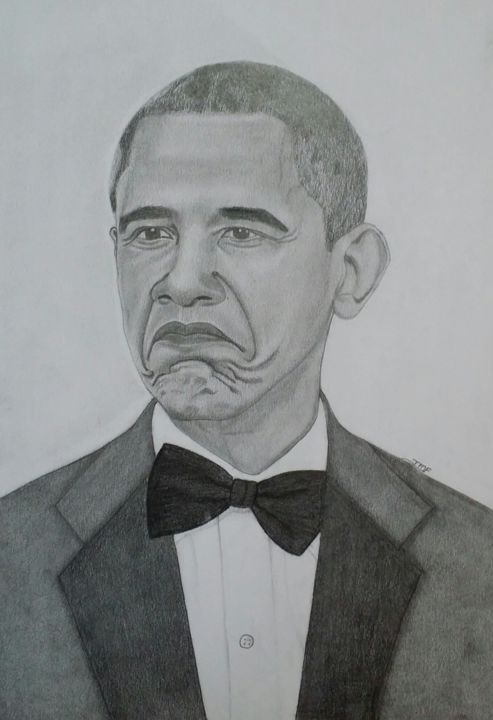 Dessin intitulée "Barack Obama  (Not…" par Jean Faye, Œuvre d'art originale, Fusain