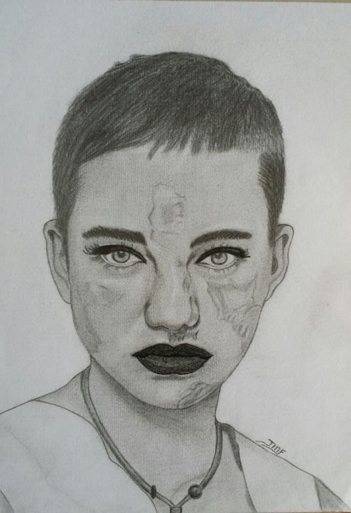 Drawing titled "Beatrice Vio" by Jean Faye, Original Artwork, Pencil