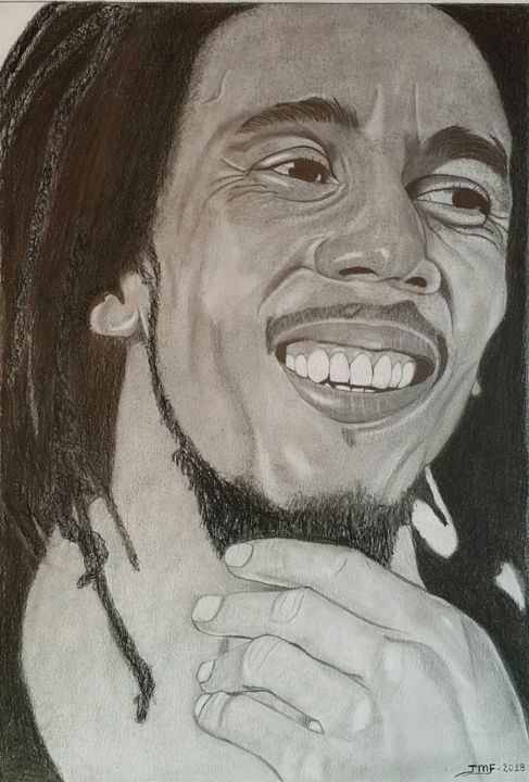 Zeichnungen mit dem Titel "Bob Marley - One Lo…" von Jean Faye, Original-Kunstwerk, Graphit