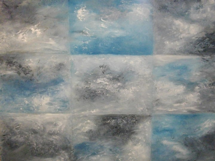 Peinture intitulée "ciels-en-mosaique-0…" par Jeannine Morelle Peintures, Œuvre d'art originale, Huile