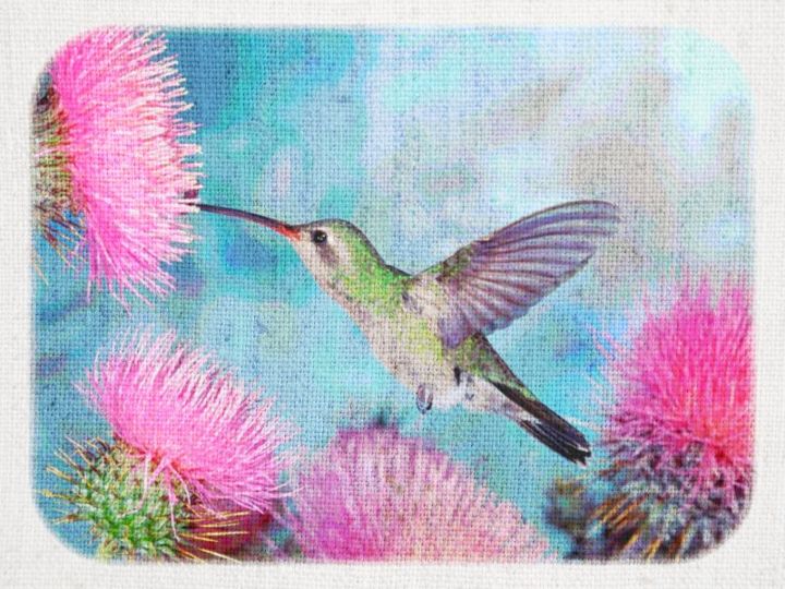 Peinture intitulée "Le colibri" par Jeanine Chatelain, Œuvre d'art originale