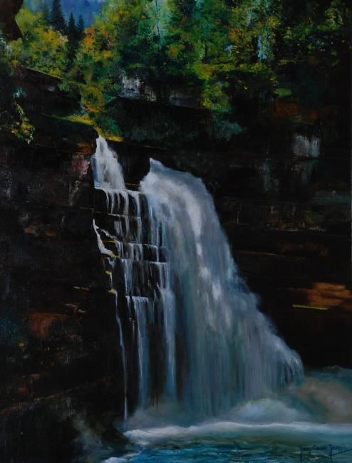 Peinture intitulée "Le saut du Dous" par Jean-Claude Jeannin, Œuvre d'art originale