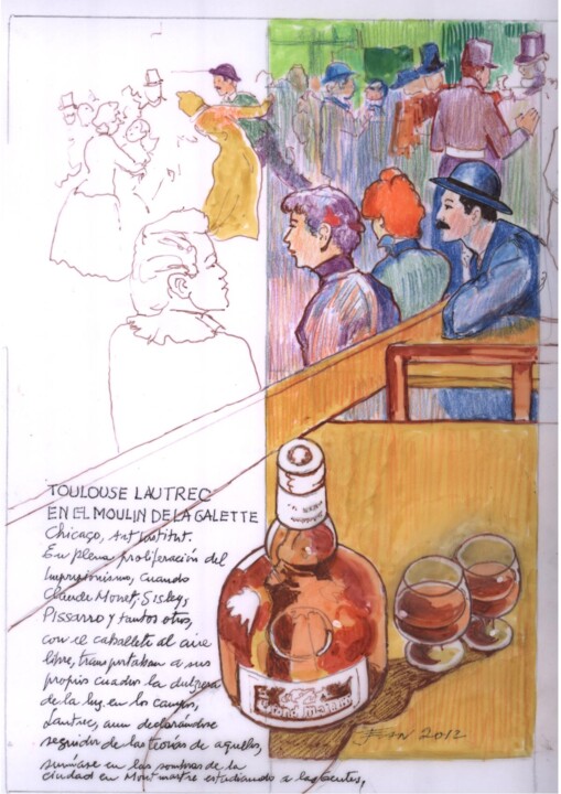 Zeichnungen mit dem Titel "toulouse-moulin-de-…" von Jeannot, Original-Kunstwerk