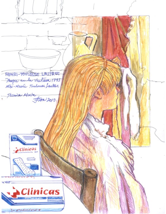 Drawing titled "toulouse-mujer-en-l…" by Jeannot, Original Artwork