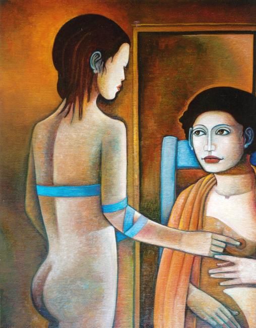 Painting titled "Intimité" by Jean Guillaume, Original Artwork, Oil