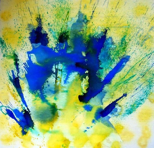 Peinture intitulée "Blue  Explosion" par Jeanpaquet, Œuvre d'art originale, Huile