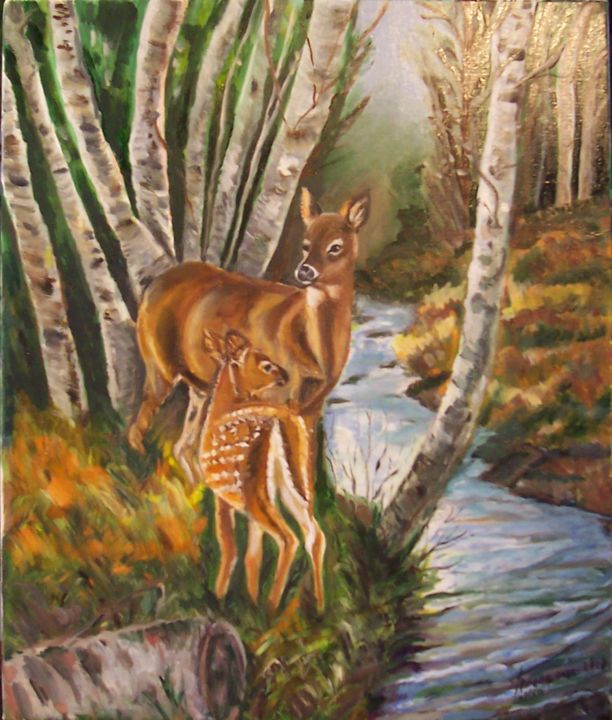 La Biche Et Son Faon Painting By Francoise Collin Artmajeur La Biche Et Son Faon Painting By Francoise Collin Artmajeur