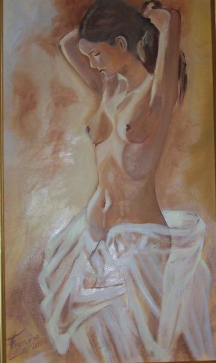 Peinture intitulée "jeune fille nue de…" par Françoise Collin, Œuvre d'art originale, Huile