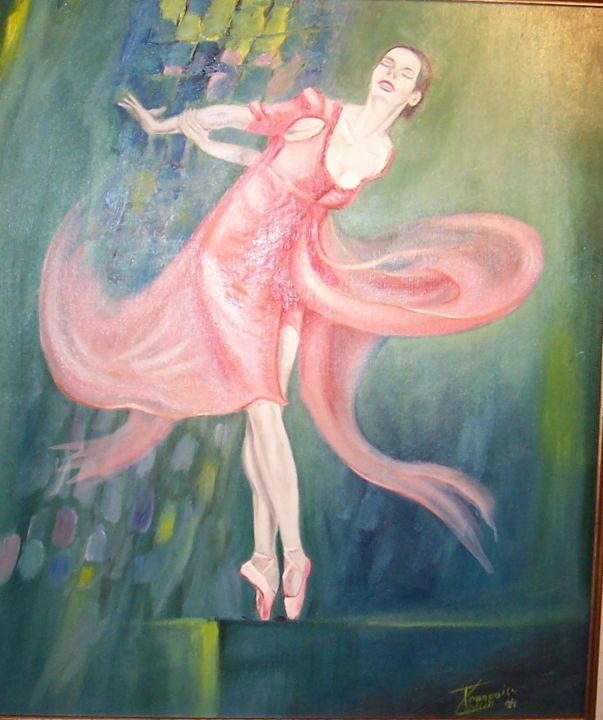 Painting titled "la danseuse rose" by Françoise Collin, Original Artwork, Oil