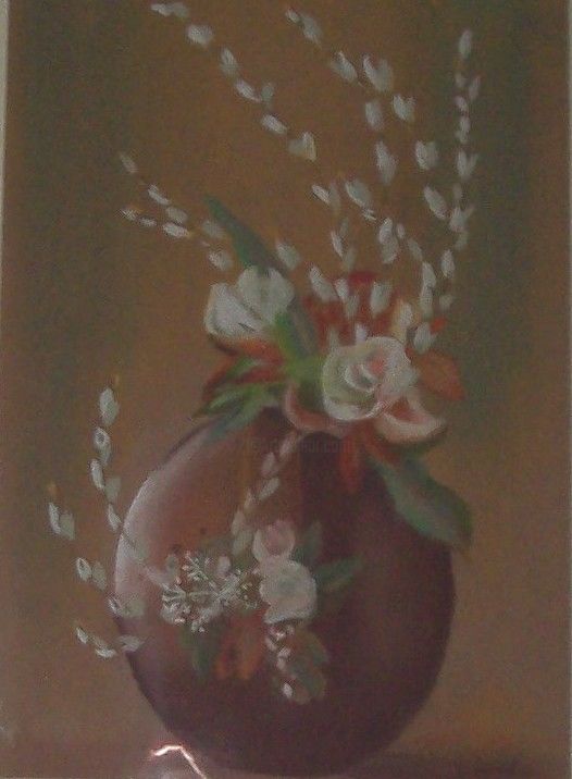 Malerei mit dem Titel "premiers bourgeons" von Françoise Collin, Original-Kunstwerk, Pastell