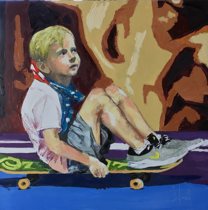 Peinture intitulée "SKATE 4" par Jean-Paul Schmitt, Œuvre d'art originale, Huile Monté sur Châssis en bois