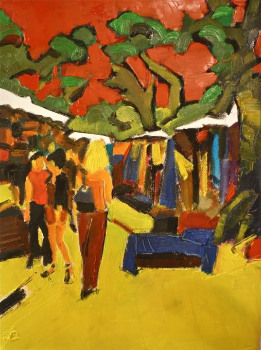 Painting titled "Marché cassidain" by Jean-Paul Schmitt, Original Artwork, Oil