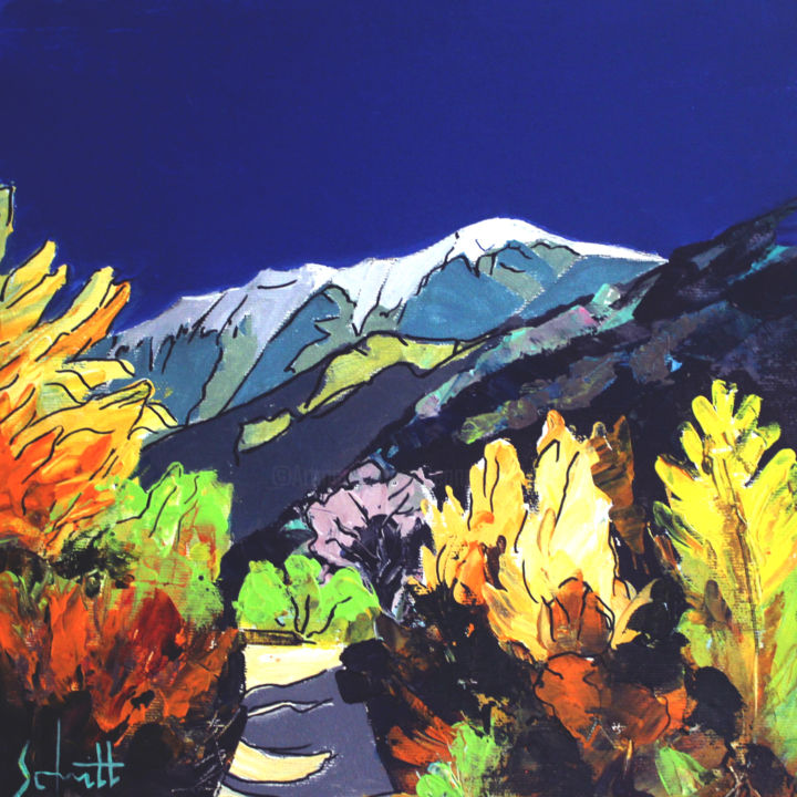 Schilderij getiteld "VENTOUX (Face Nord…" door Jean-Paul Schmitt, Origineel Kunstwerk, Acryl