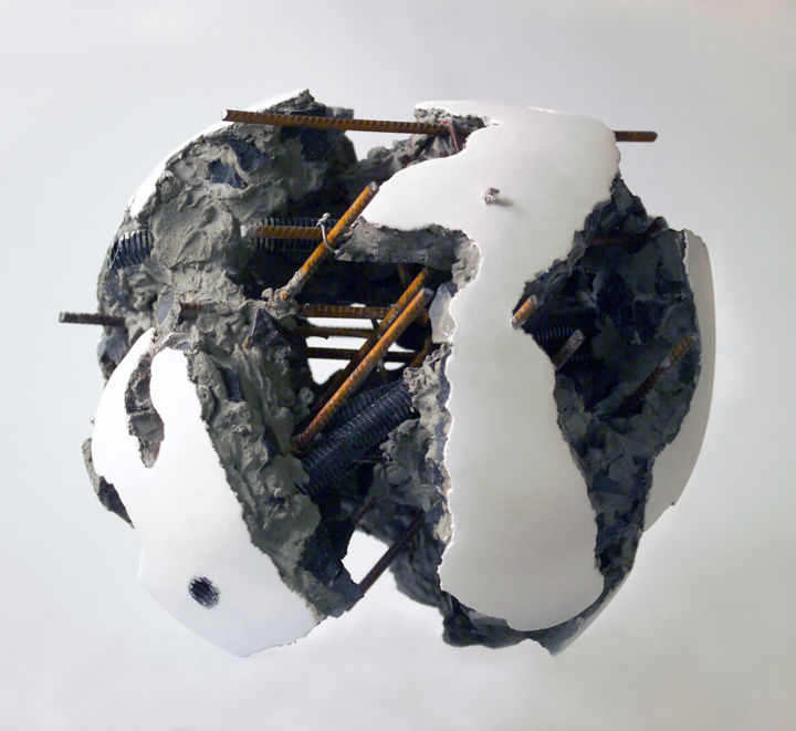 Escultura intitulada "Météorite blanc de…" por Jeanpaul Zak, Obras de arte originais, Pedra