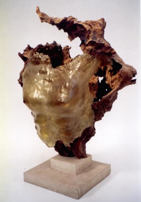 Sculpture titled "gardien du seuil" by Jean-Pierre Bunel, Original Artwork, Wood