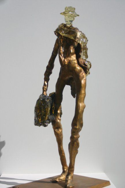 Sculpture titled "l'émigrant (bronze)" by Jean-Pierre Bunel, Original Artwork