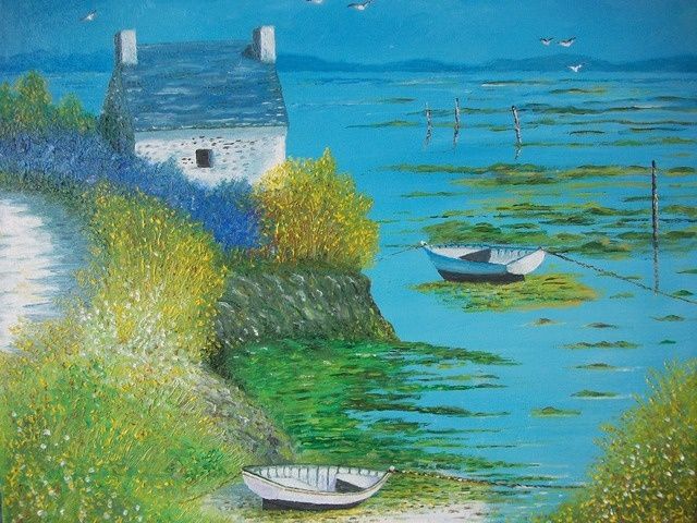 Painting titled "Un coin tranquille" by Jean-Pierre Leconte, Original Artwork