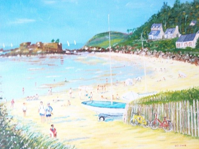 Peinture intitulée "La plage" par Jean-Pierre Leconte, Œuvre d'art originale