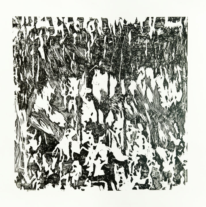 Incisioni, stampe intitolato "Sans titre 8 #artis…" da Jean Pommerolle, Opera d'arte originale, Xilografia