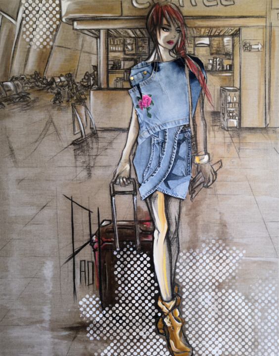 Arte tessile intitolato "La valise" da Jeansart, Opera d'arte originale, Tessuto Montato su artwork_cat.