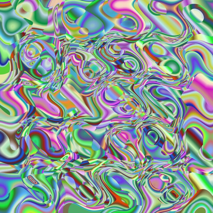 Artes digitais intitulada "Happy Bubbles - #15…" por Jeb Gaither, Obras de arte originais, Trabalho Digital 2D