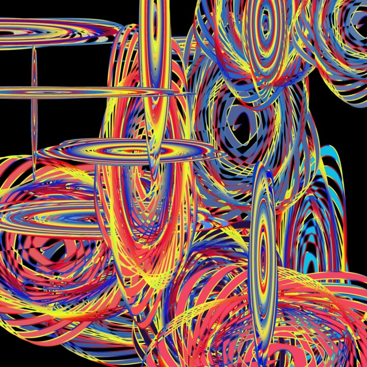 Digital Arts titled "Flying Discs 2 #1602" by Jeb Gaither, Original Artwork, 2D Digital Work