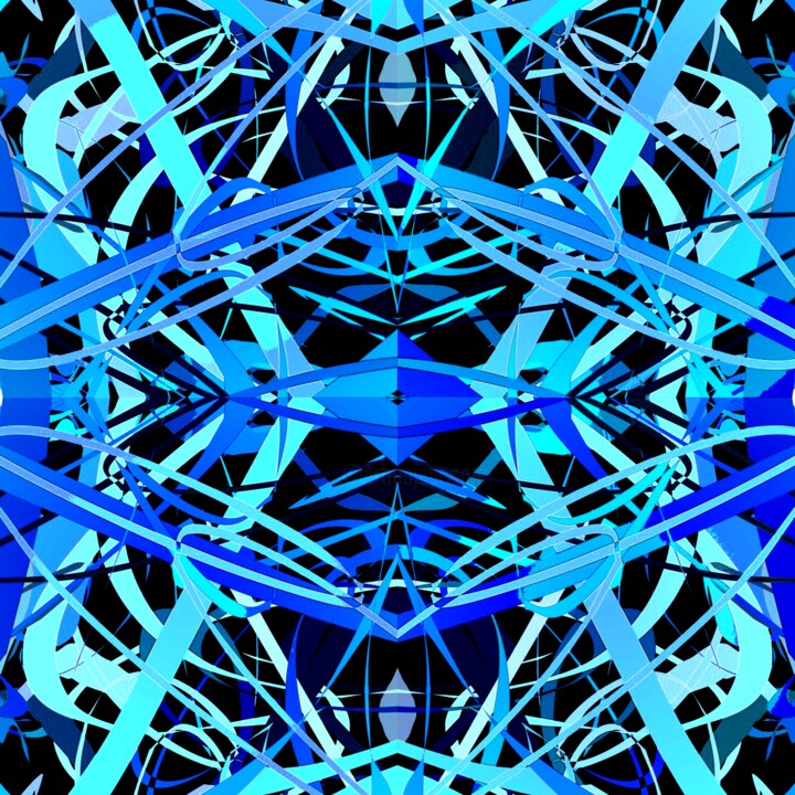 Digital Arts titled "Blue Structure #1720" by Jeb Gaither, Original Artwork, 2D Digital Work