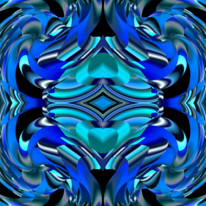 Digital Arts titled "Blue Reflections #1…" by Jeb Gaither, Original Artwork, 2D Digital Work