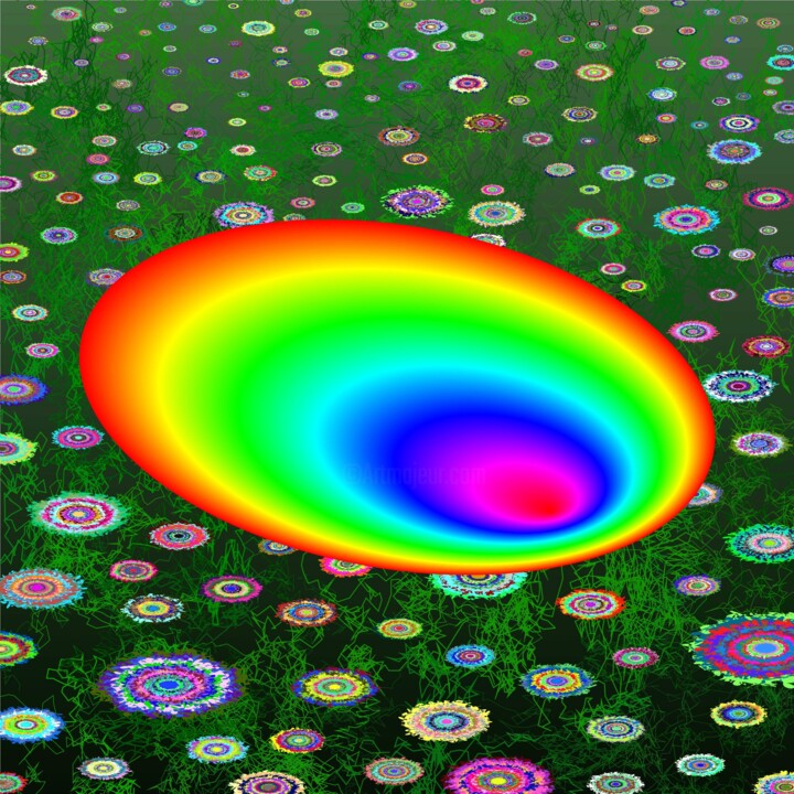 Digitale Kunst getiteld "Rainbow Pool #1835" door Jeb Gaither, Origineel Kunstwerk, 2D Digital Work