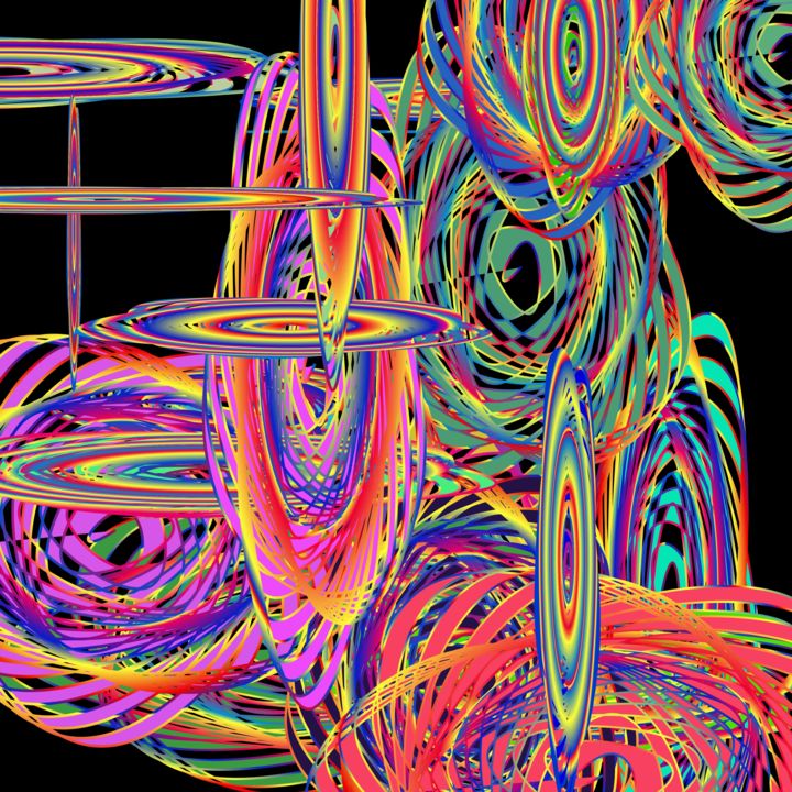 Digital Arts titled "Flying Disks #1579" by Jeb Gaither, Original Art, 2D Digital Work