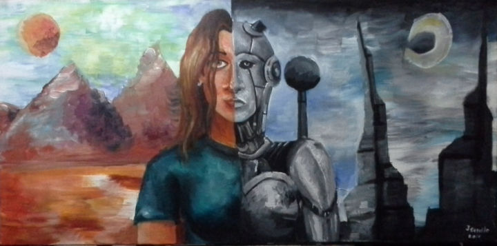 Schilderij getiteld "La mujer su plenitu…" door José Ernesto Barraza Langshaw, Origineel Kunstwerk, Acryl
