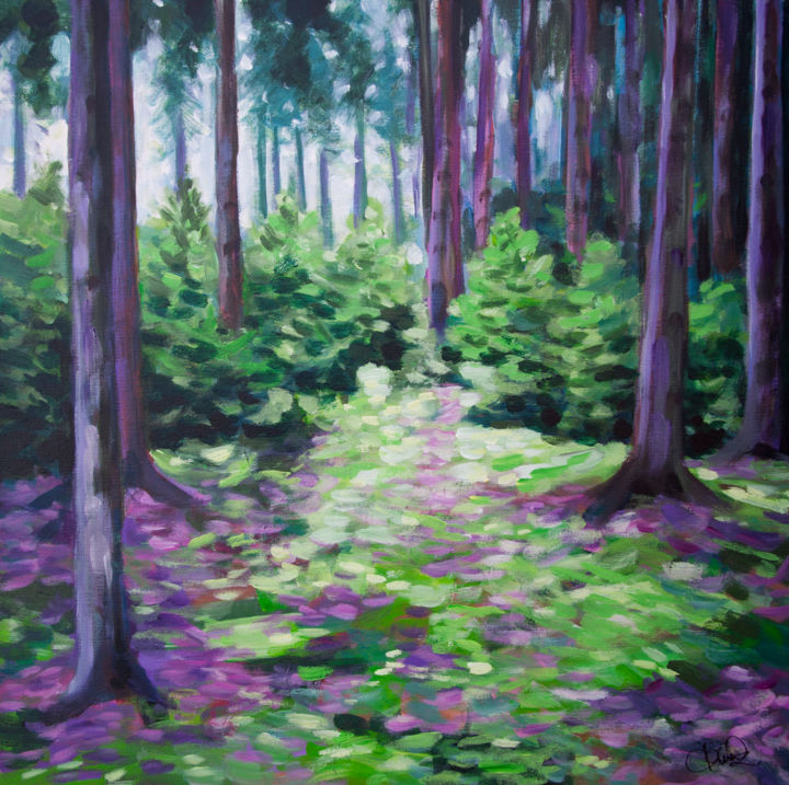 Painting titled "Forest path 2017-974" by Jakub Jecminek, Original Artwork, Acrylic
