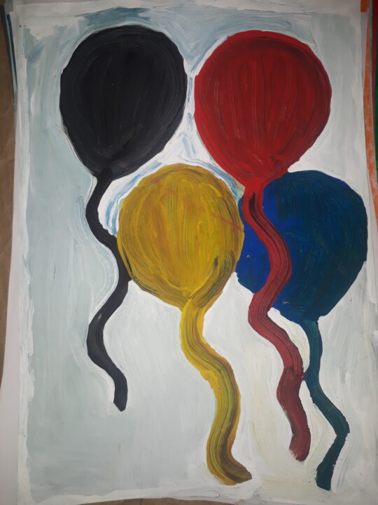 "Os balões coloridos" başlıklı Tablo Jedaylson Rodrigues tarafından, Orijinal sanat, Suluboya Ahşap Sedye çerçevesi üzerine…