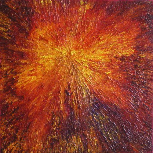 Peinture intitulée "Volcan en action" par Jeepy, Œuvre d'art originale, Huile