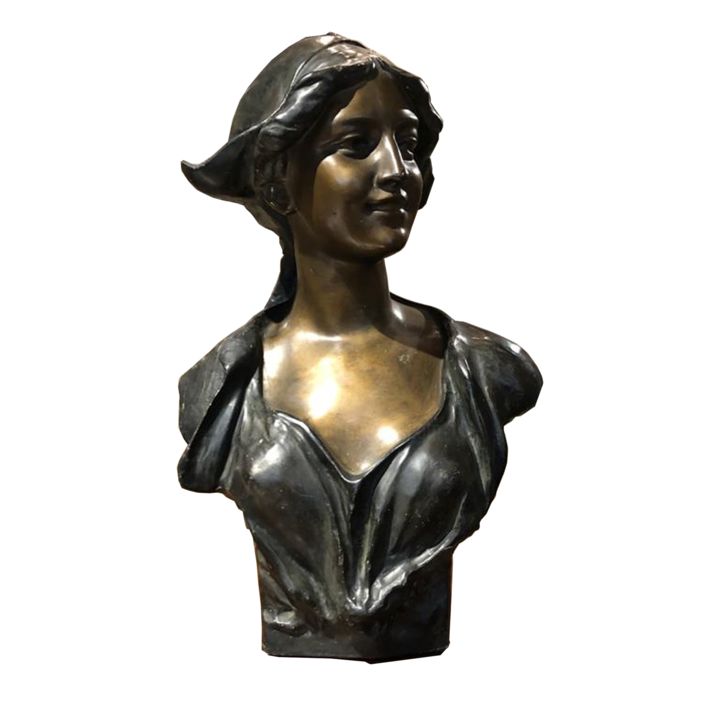 Sculpture intitulée "A Peasant Girl, by…" par Jef Lambeaux, Œuvre d'art originale, Bronze