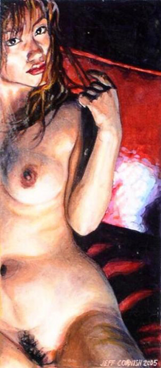 Schilderij getiteld ""Noir Nude"" door Jeff Cornish, Origineel Kunstwerk, Acryl