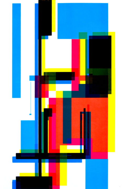 Druckgrafik mit dem Titel "séri-géo-1" von Jeff, Original-Kunstwerk, Siebdruck