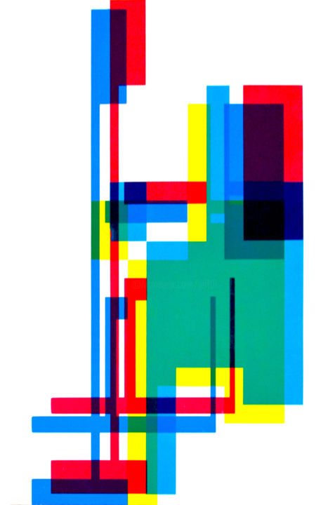 Druckgrafik mit dem Titel "séri-géo-4" von Jeff, Original-Kunstwerk, Siebdruck