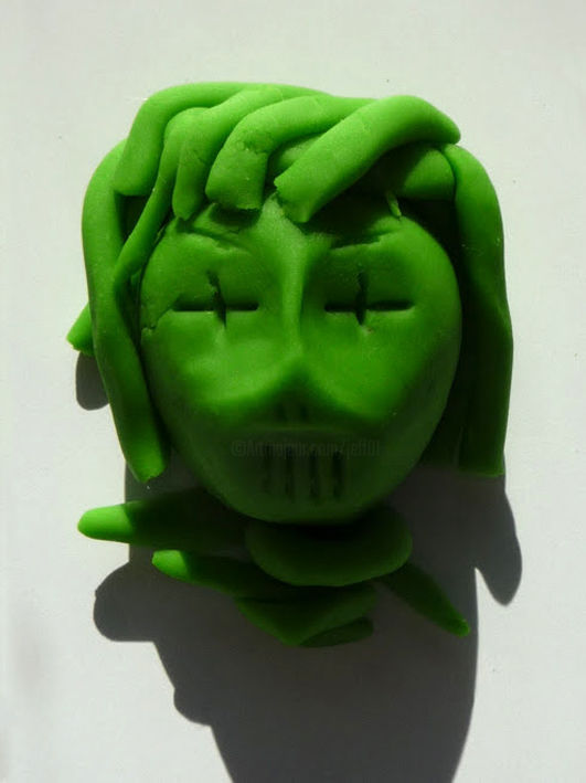 Sculpture intitulée "green-head" par Jeff, Œuvre d'art originale, Autre