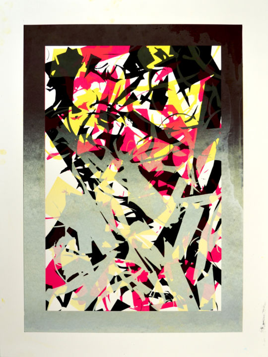 Druckgrafik mit dem Titel "Brume d'automne" von Jeff, Original-Kunstwerk, Siebdruck