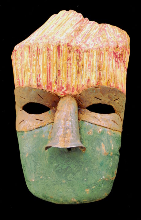 Sculpture intitulée "Mask People, BENNY" par Jeff Mann, Œuvre d'art originale, Métaux